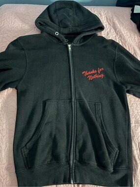 Empyre Black Zip-Up Hoodie with Red Script Chest